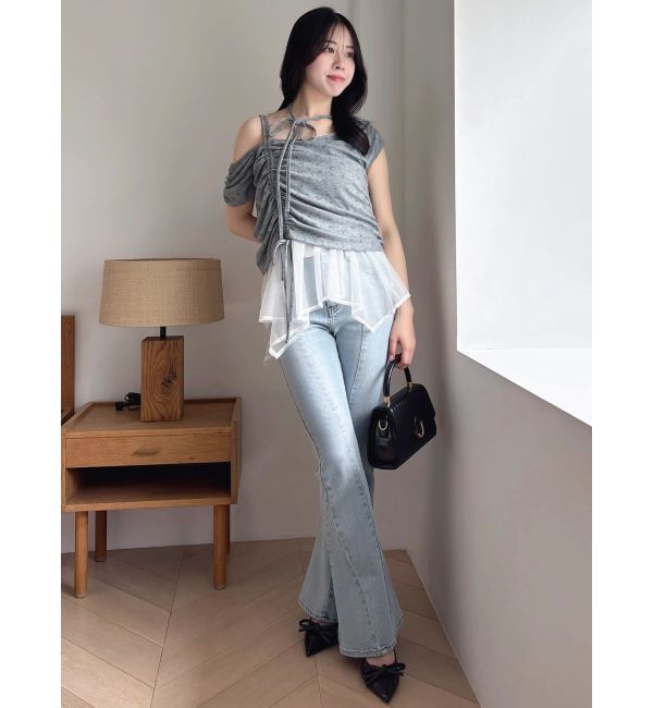 dazzlin「レースレイヤードギャザーカットトップス」|Tシャツ・カットソー|