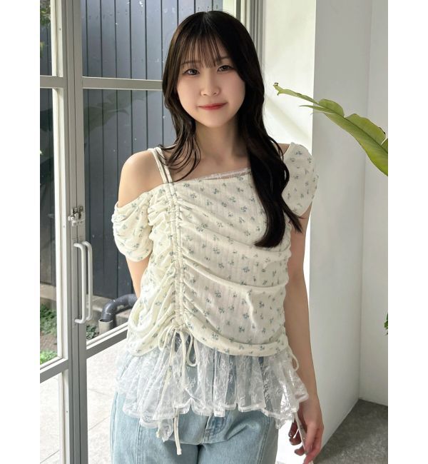 dazzlin「レースレイヤードギャザーカットトップス」|Tシャツ・カットソー|
