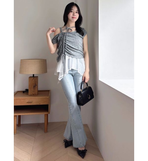 dazzlin「レースレイヤードギャザーカットトップス」|Tシャツ・カットソー|