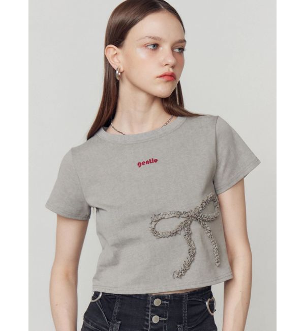 EMODA「フリルパッチミニマルTシャツ」|Tシャツ・カットソー|グレー