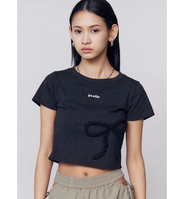 EMODA「フリルパッチミニマルTシャツ」|Tシャツ・カットソー|ブラック