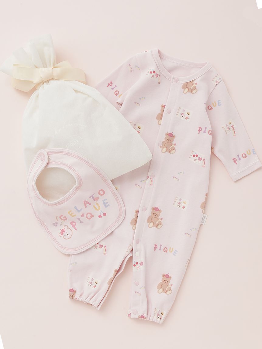 GELATO PIQUE KIDS & BABY「【ラッピング済み】【新生児】ドローイングベア柄2WAYオール&スタイSET」|その他ベビー用品|