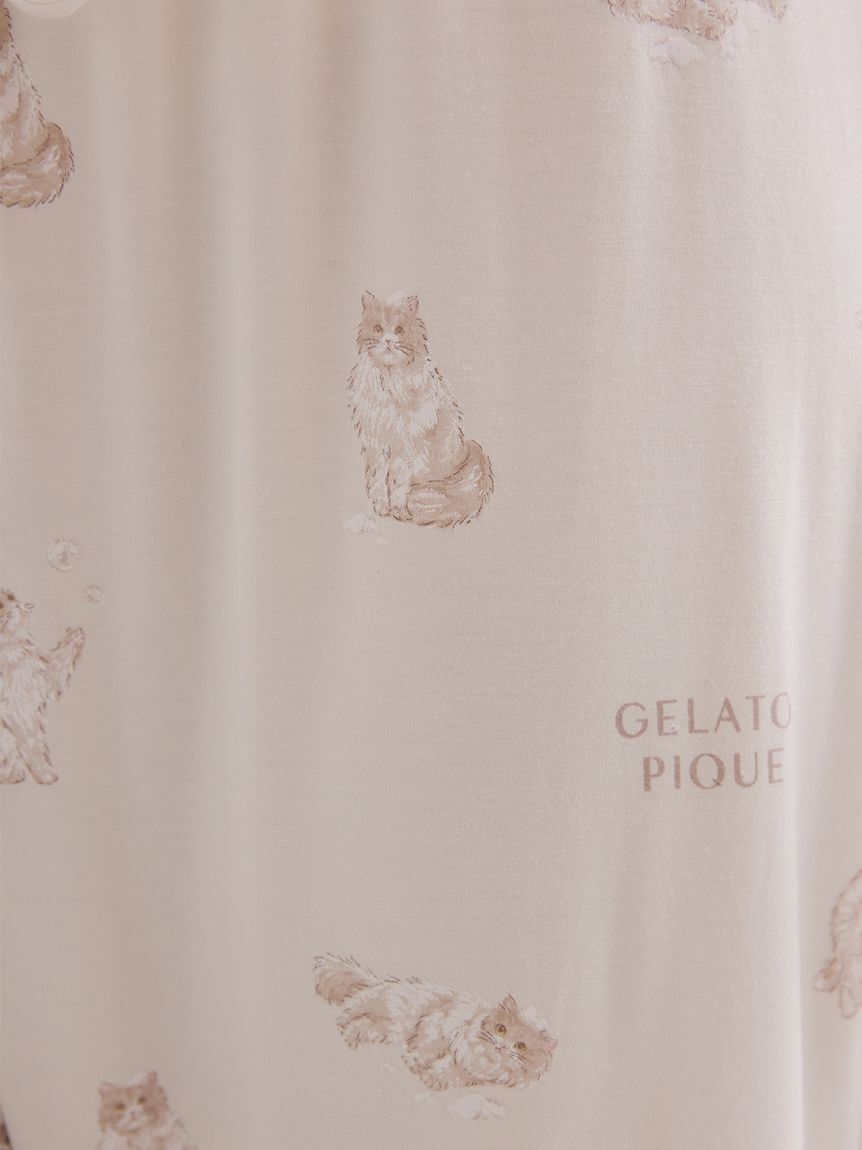 gelato pique「【ラッピング済み】バスタイムCATジャガードプルオーバー&総柄ロングパンツSET」|ルームウェア|