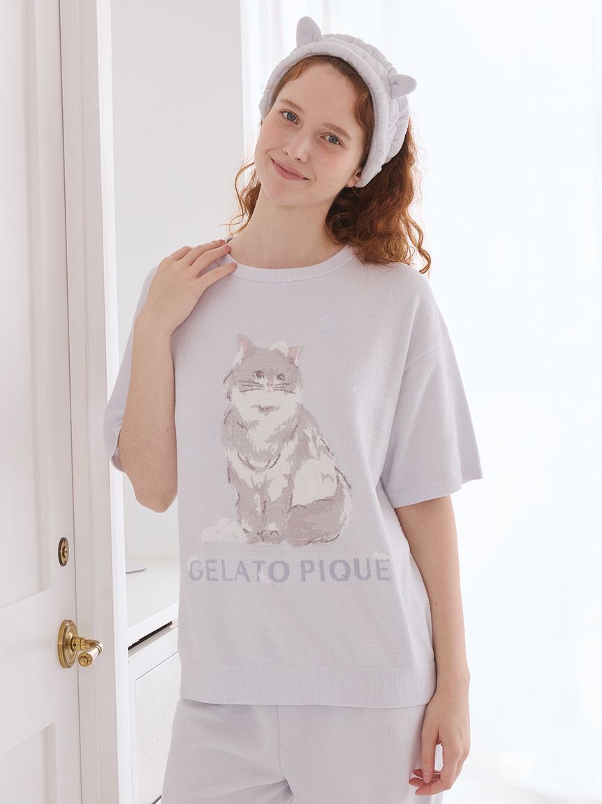gelato pique「【ラッピング済み】バスタイムCATジャガードプルオーバー&総柄ロングパンツSET」|ルームウェア|