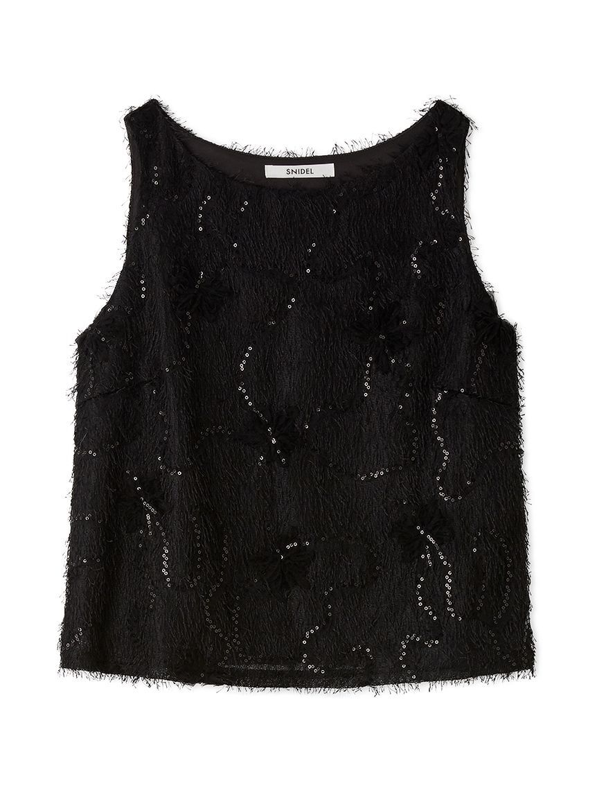SNIDEL「ファブリックノースリカットプルオーバー」|Tシャツ・カットソー|BLK