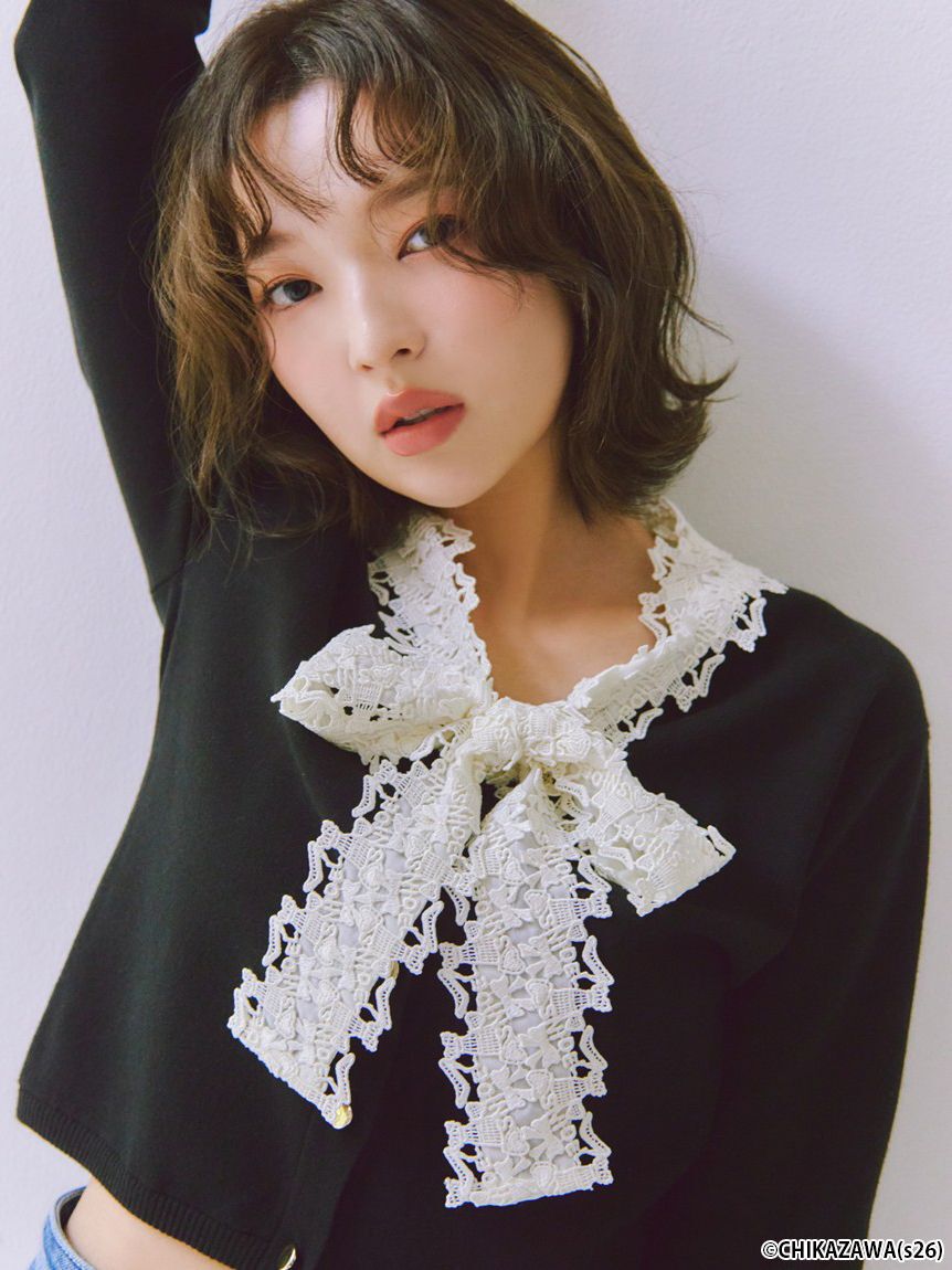 SNIDEL「【SNIDEL&times;近沢レース店】コラボボウタイニットカーディガン」|カーディガン|BLK