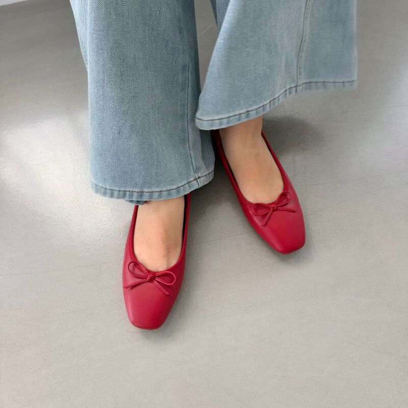 ORiental TRaffic「【跳べるパンプス/シリーズ累計１8０万足突破】 バレエ シューズ /R-3208 厚手クッション フラット」|パンプス|RED