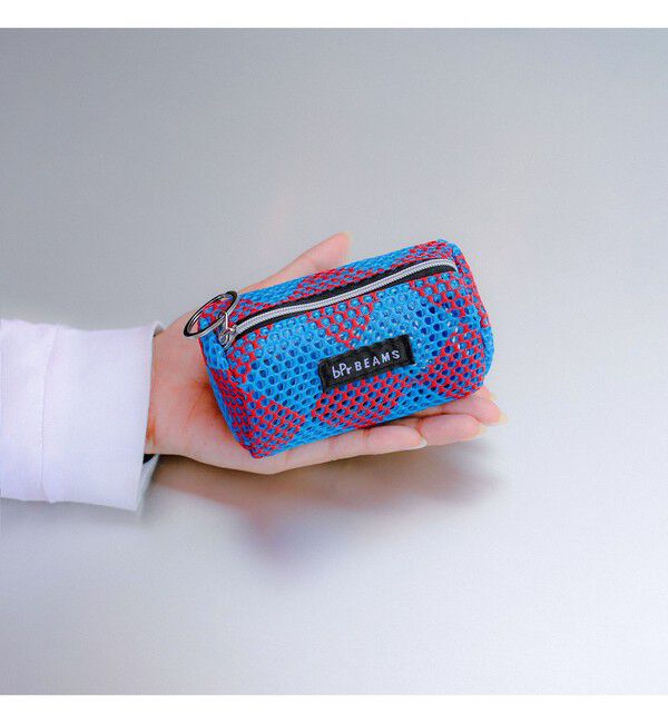 bPr BEAMS「ダイヤモンド メッシュ ポーチ XS」|ポーチ|BLUE/RED
