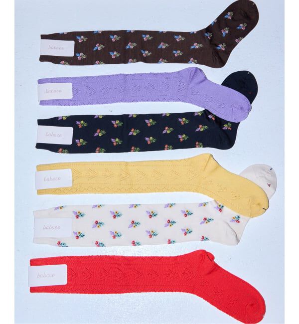  「babaco Small Bouquet Knee High Socks BA02-BN79HS：靴下」|ソックス|