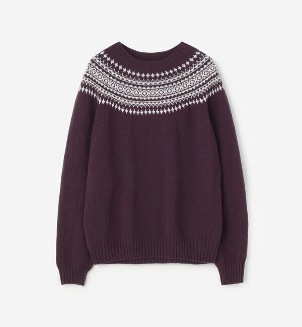 Morris & Sons「MORRIS & SONS | ジーロンラム チャンキーノルディックセーター WOMEN」|ニット・セーター|PURPLE系1