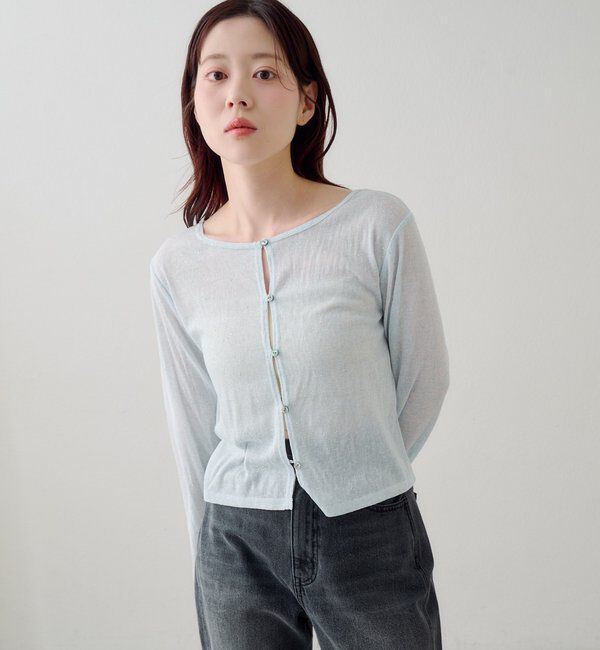  「【新色追加/前後2WAY】ラインストーンシアーカットソー　　」|Tシャツ・カットソー|