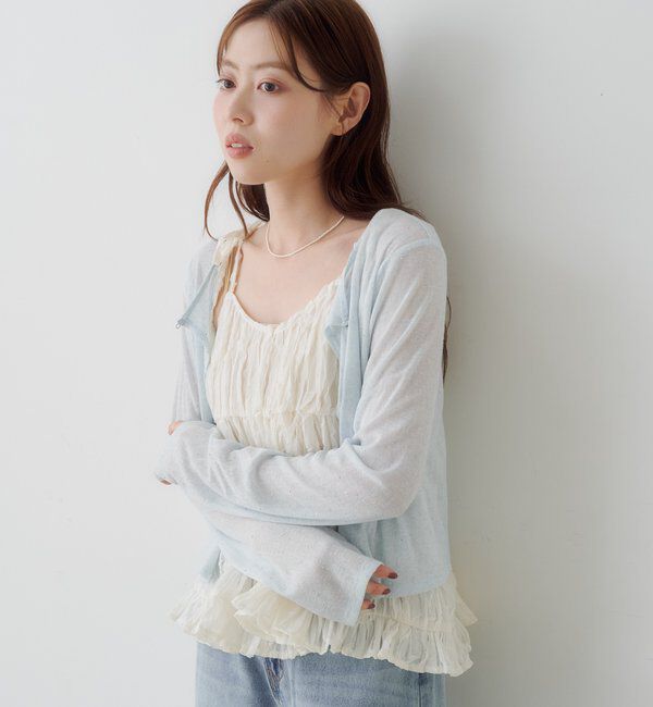  「【新色追加/前後2WAY】ラインストーンシアーカットソー　　」|Tシャツ・カットソー|
