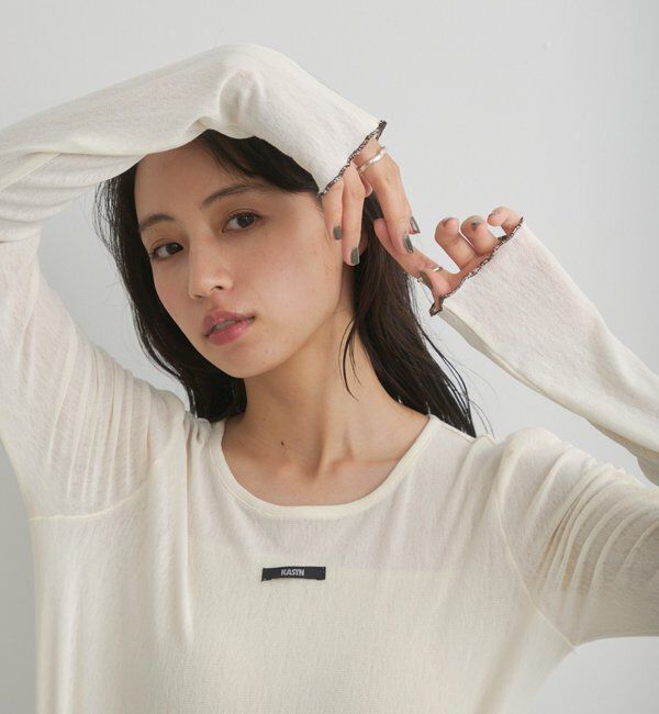  「【花柄&無地】ニュアンスブルームトップス」|Tシャツ・カットソー|アイボリー