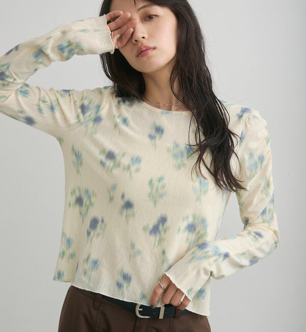  「【花柄&無地】ニュアンスブルームトップス」|Tシャツ・カットソー|