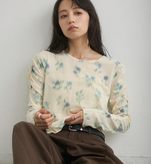  「【花柄&無地】ニュアンスブルームトップス」|Tシャツ・カットソー|