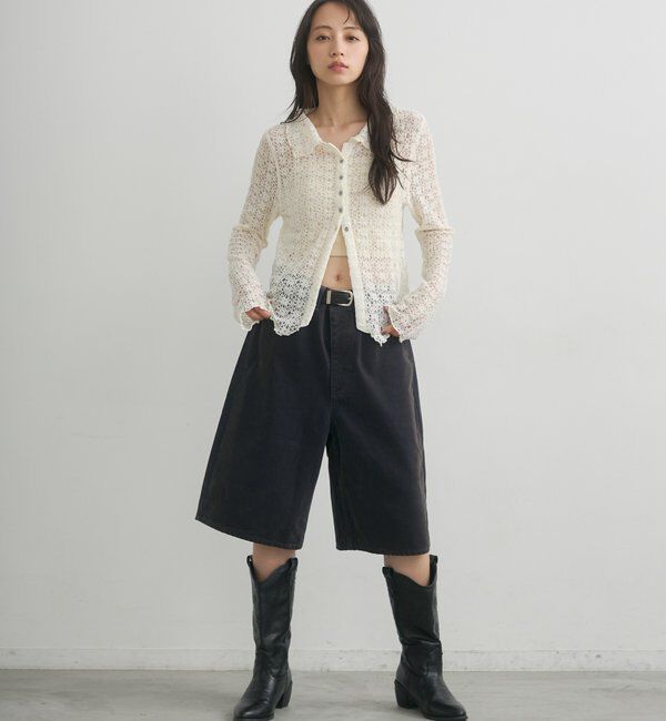  「フロッキーデニムハーフパンツ」|デニム|