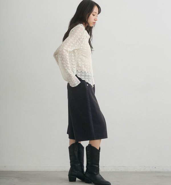  「フロッキーデニムハーフパンツ」|デニム|