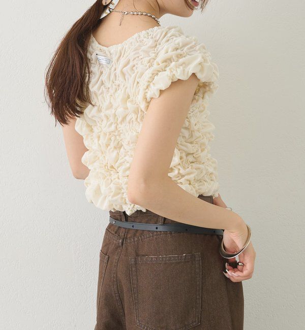  「【新色BRN】《6色展開/伸縮性あり◎》ふわふわシャーリングTシャツ」|Tシャツ・カットソー|