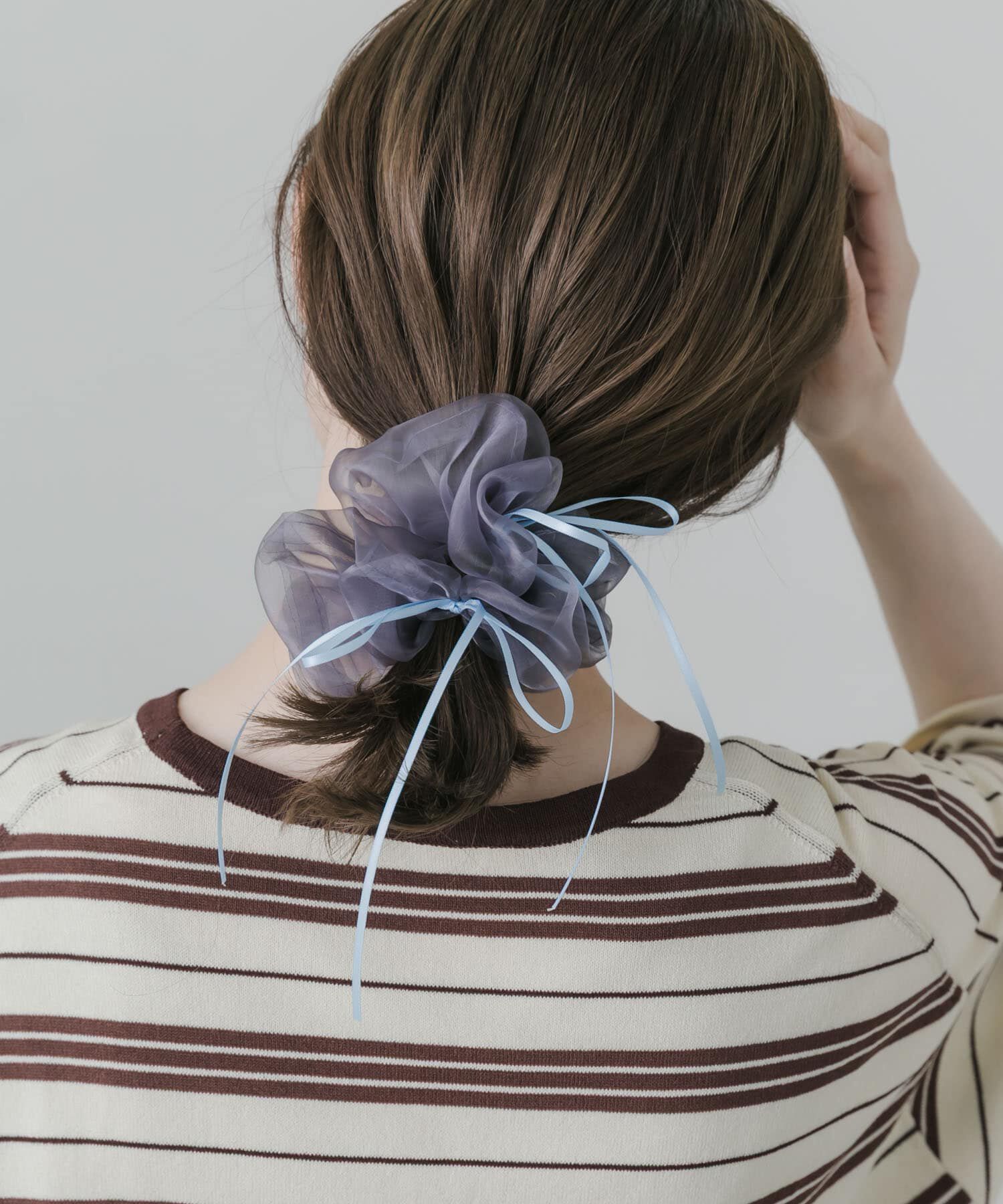 SMELLY「シアーリボンシュシュ」|ヘアゴム・シュシュ|グレー系その他