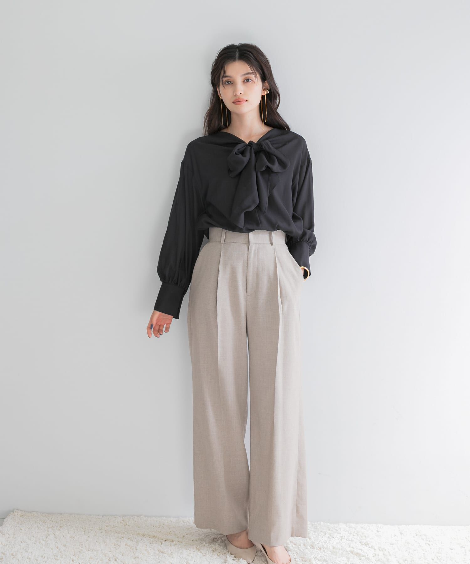 URBAN RESEARCH ROSSO「セミシアーウール混2WAYタイブラウス」|シャツ・ブラウス|