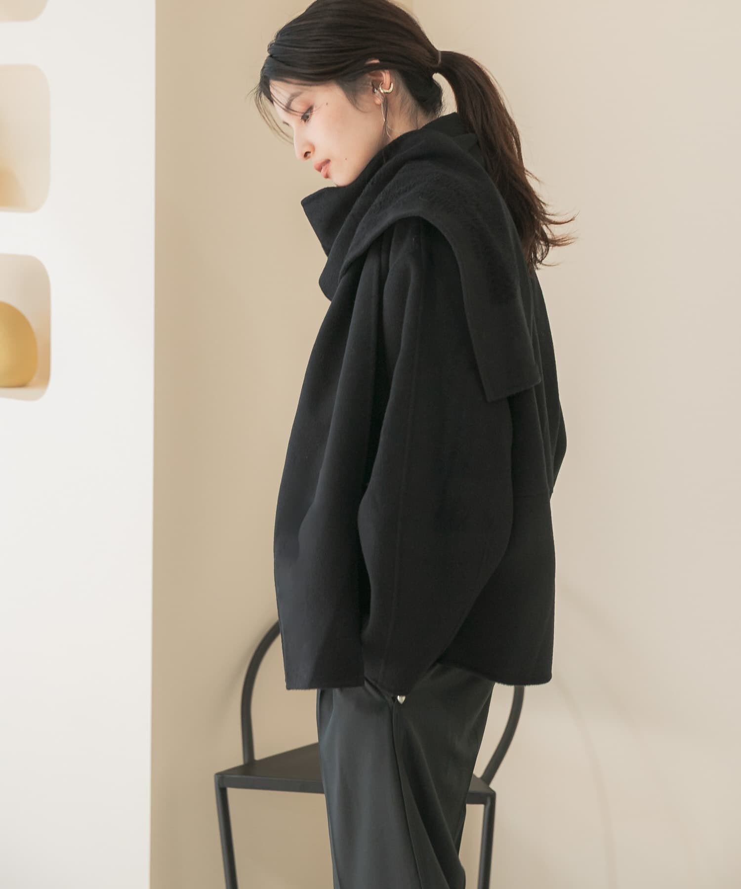 URBAN RESEARCH ROSSO「カシミヤビーバーストール付ノーカラーコート」|ノーカラーコート|