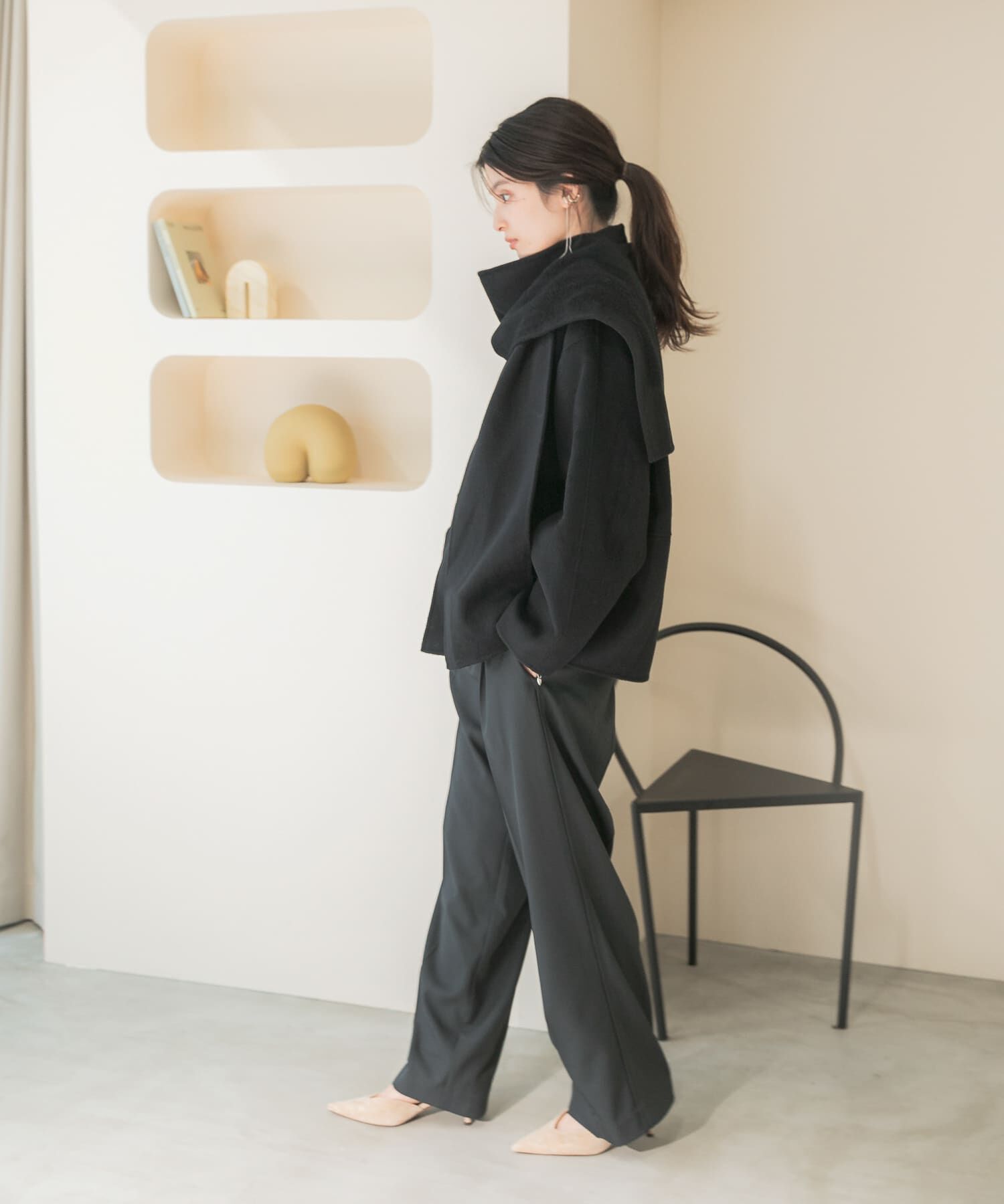 URBAN RESEARCH ROSSO「カシミヤビーバーストール付ノーカラーコート」|ノーカラーコート|