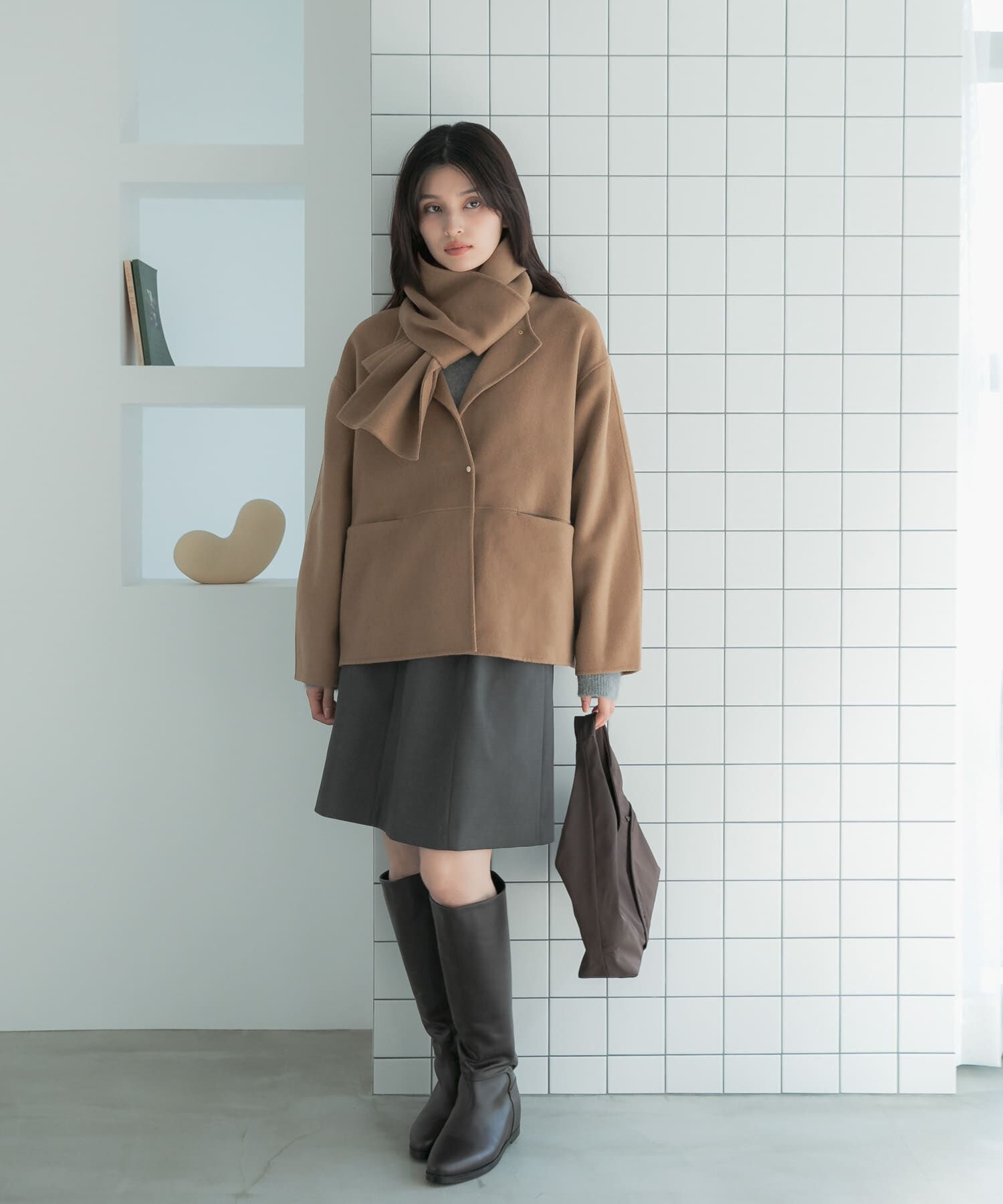 URBAN RESEARCH ROSSO「カシミヤビーバーストール付ノーカラーコート」|ノーカラーコート|