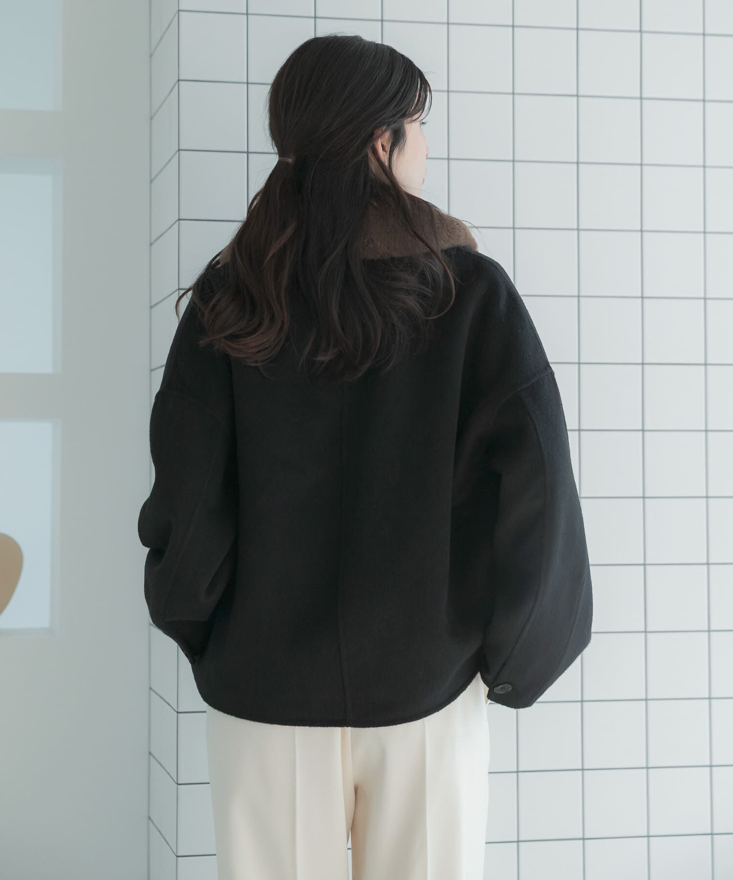 URBAN RESEARCH ROSSO「『WEB/一部店舗限定』2wayファーカラーリバーショートコート」|ノーカラーコート|