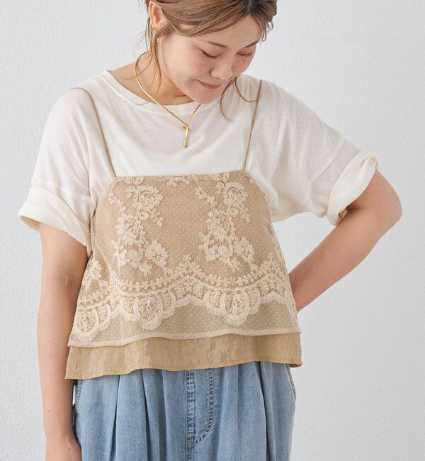  「ドットチュールコード刺繍キャミブラウス」|キャミソール|