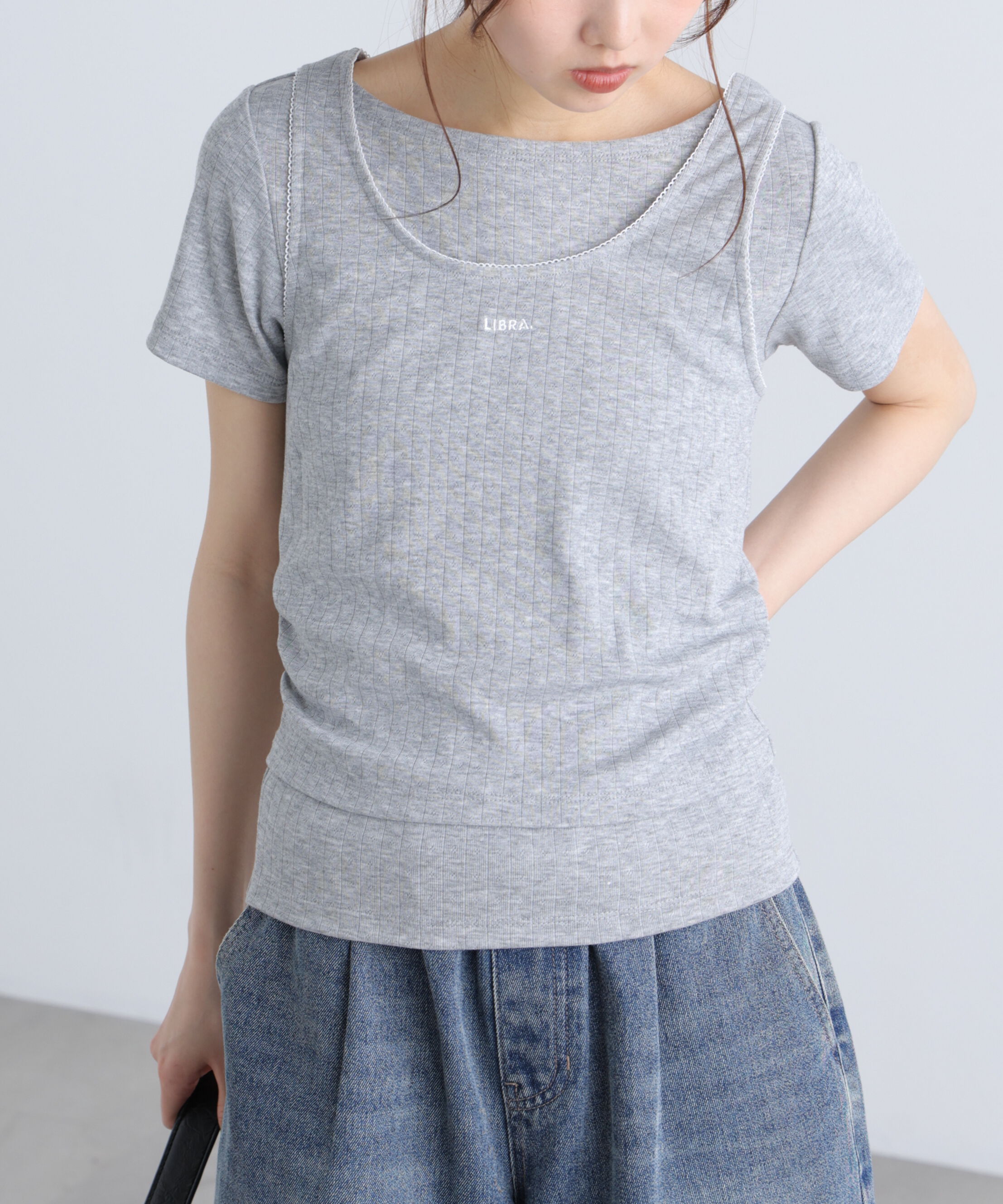 「針抜きテレコTシャツタンクセット」|Tシャツ・カットソー|