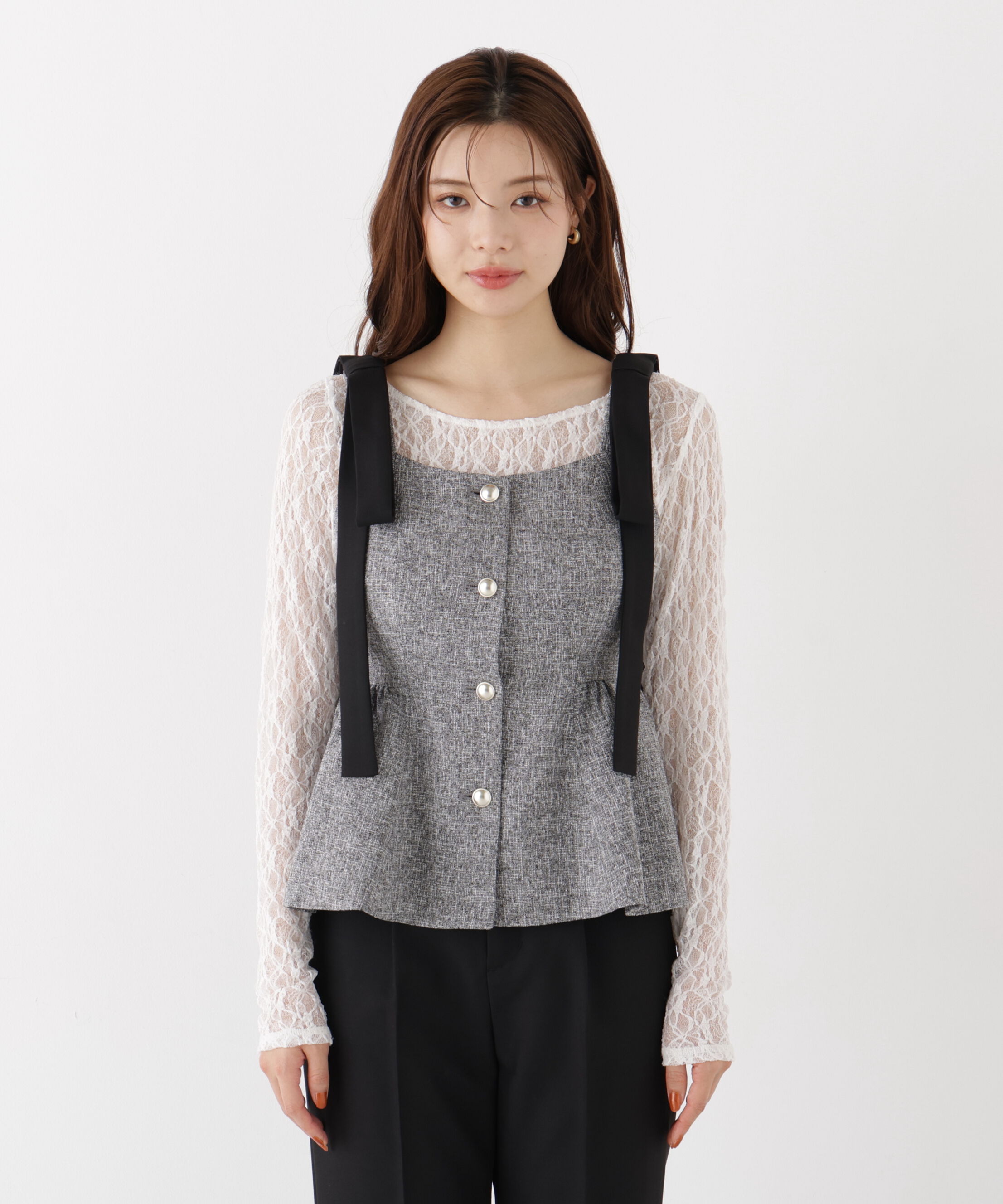PROPORTION BODY DRESSING「リボンペプラムジレ」|ブルゾン・スタジャン|
