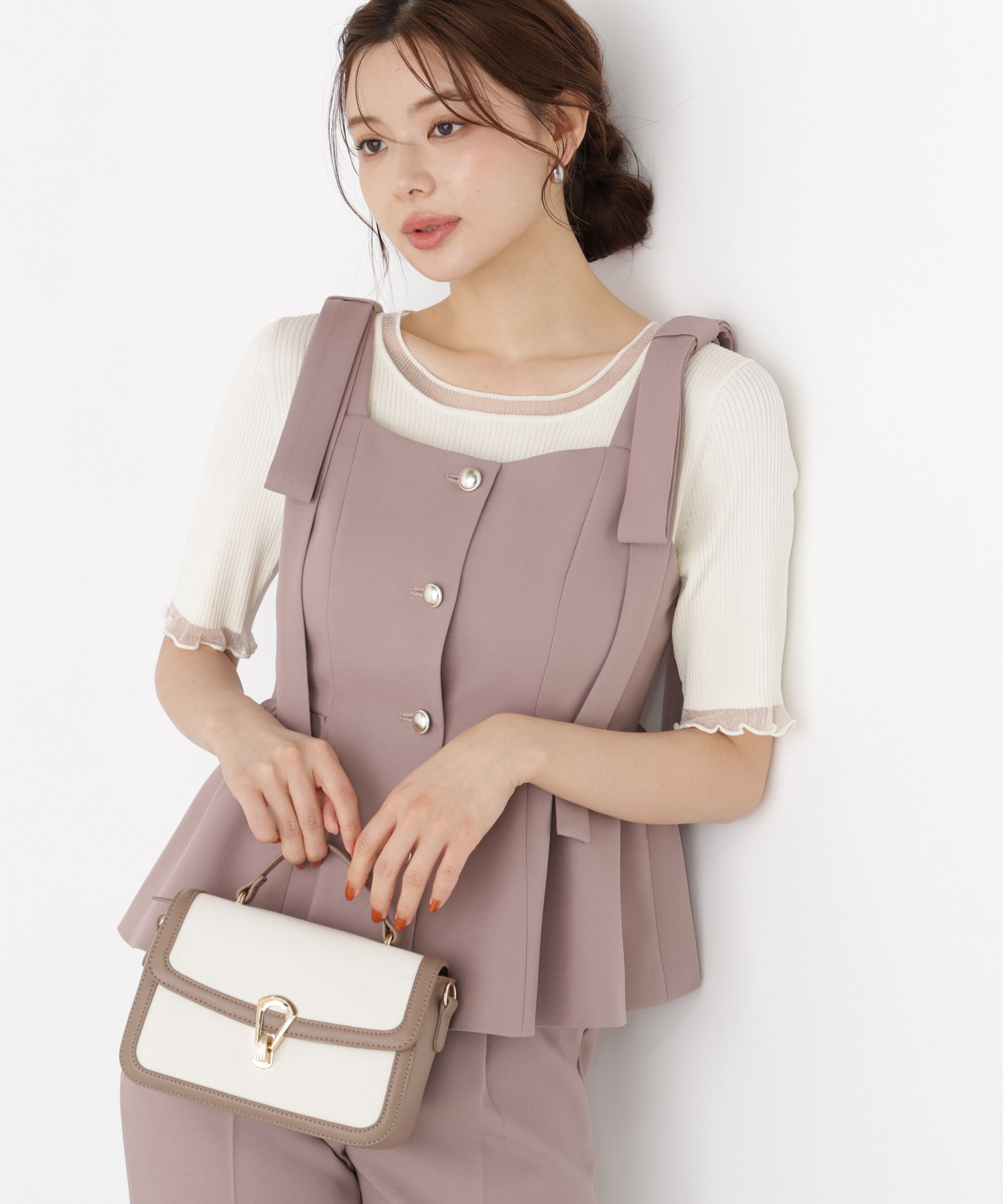PROPORTION BODY DRESSING「リボンペプラムジレ」|ブルゾン・スタジャン|