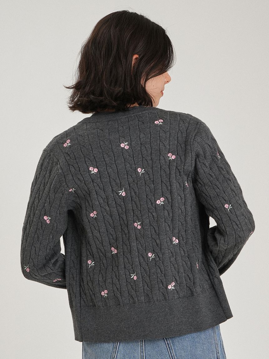 Mila Owen「フラワー刺繍ニットカーデ」|カーディガン|