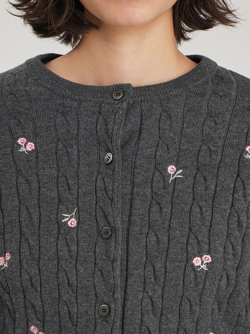 Mila Owen「フラワー刺繍ニットカーデ」|カーディガン|