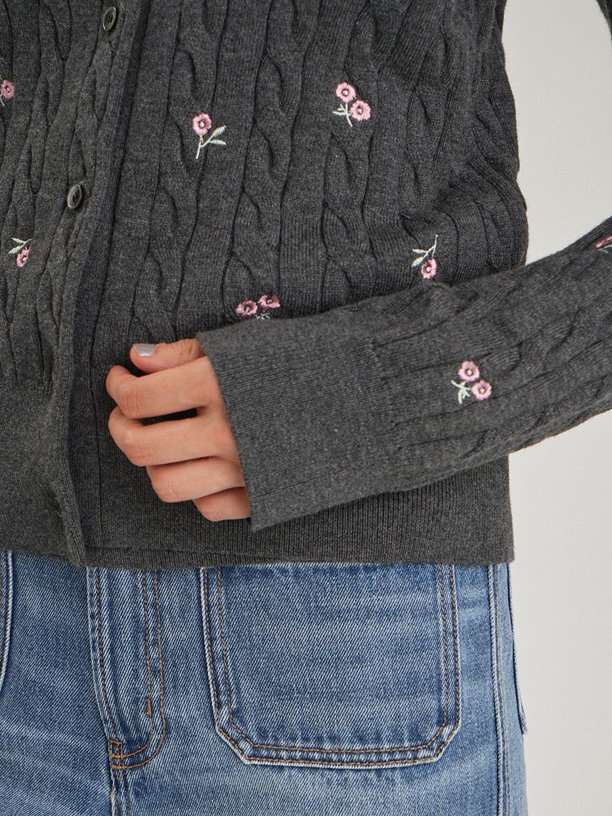 Mila Owen「フラワー刺繍ニットカーデ」|カーディガン|