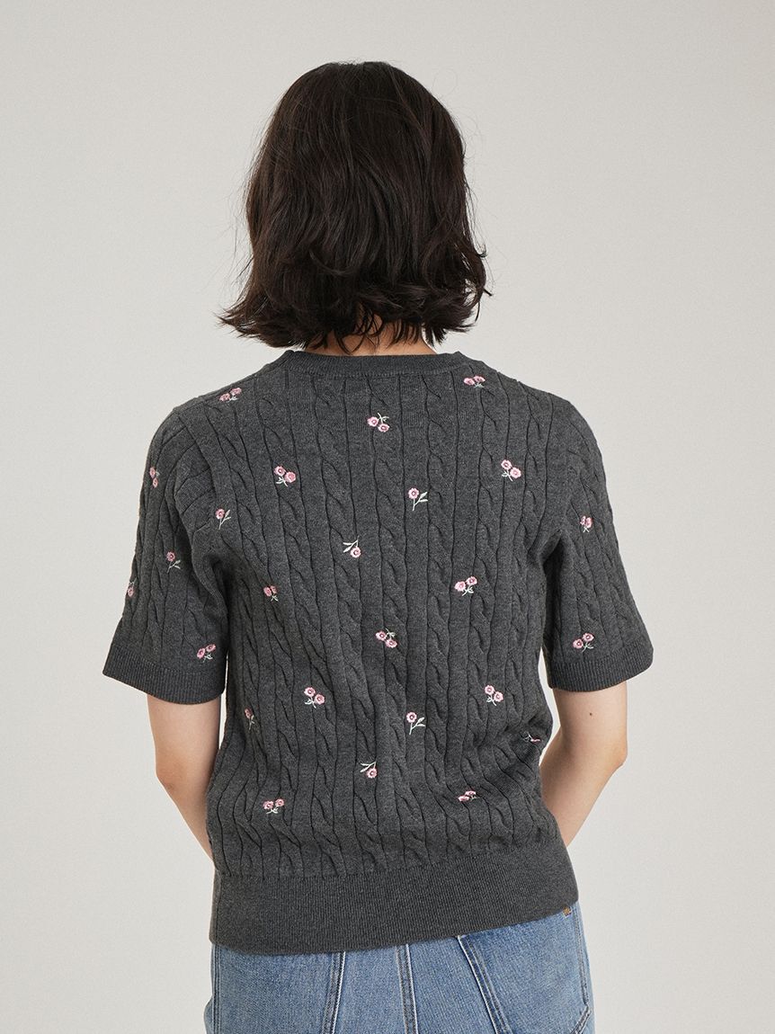Mila Owen「フラワー刺繍ニットプルオーバー」|ニット・セーター|
