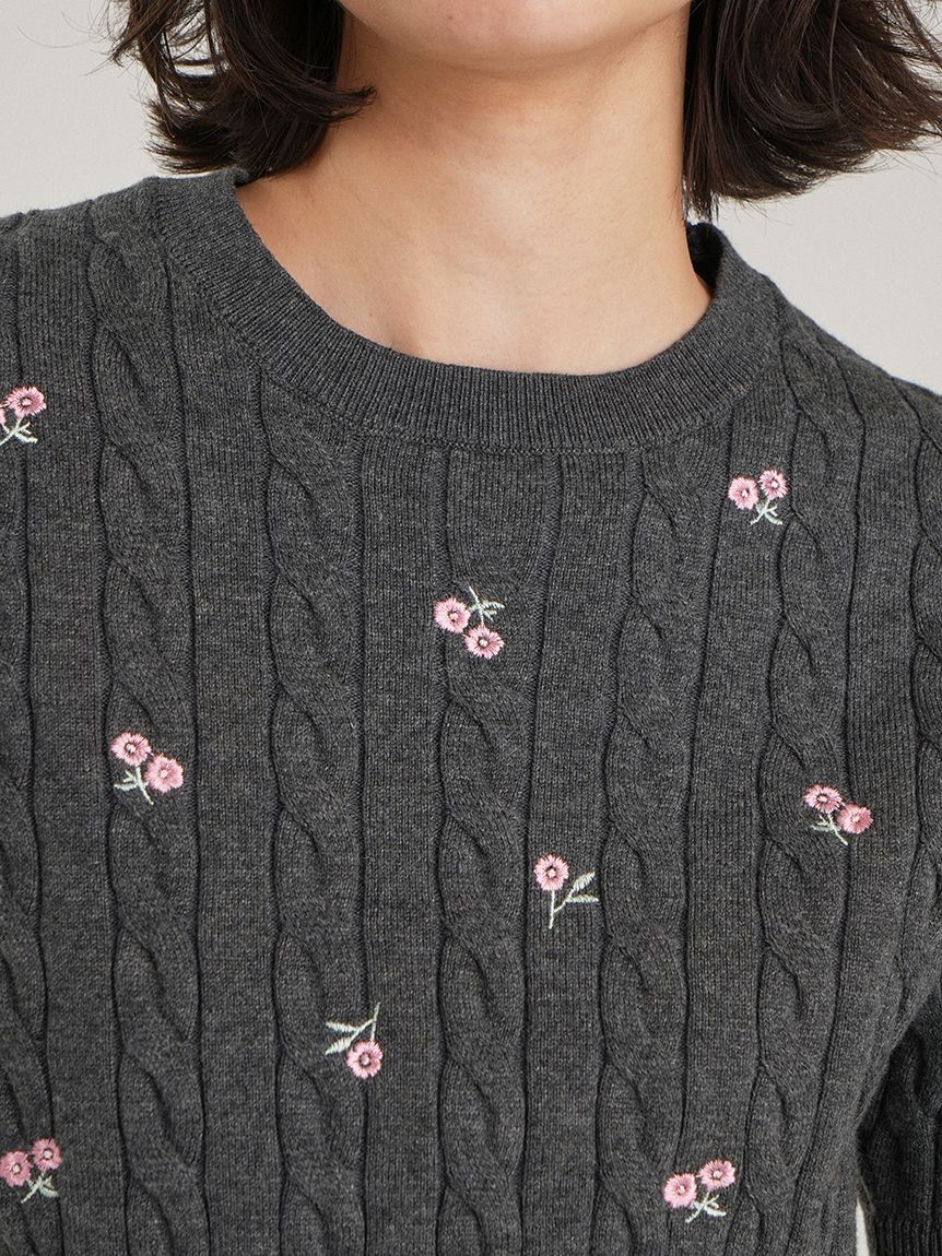Mila Owen「フラワー刺繍ニットプルオーバー」|ニット・セーター|