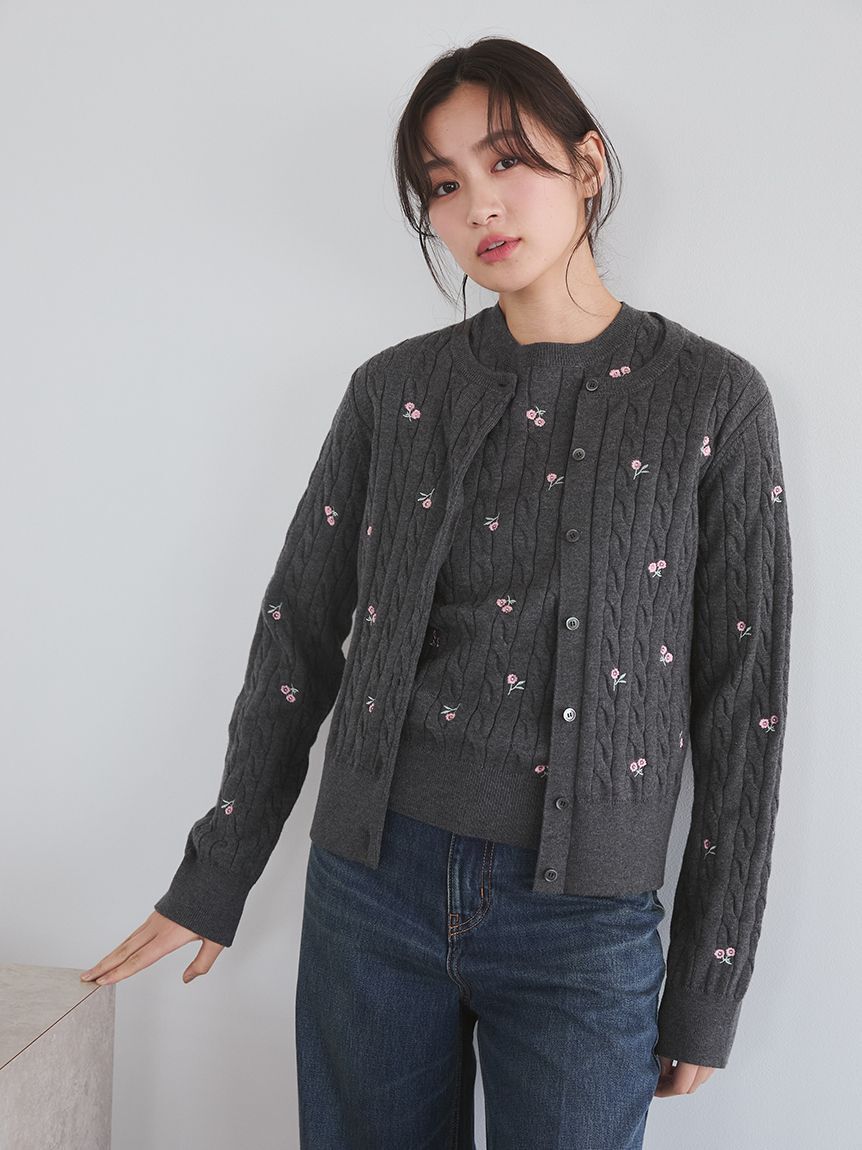Mila Owen「フラワー刺繍ニットプルオーバー」|ニット・セーター|