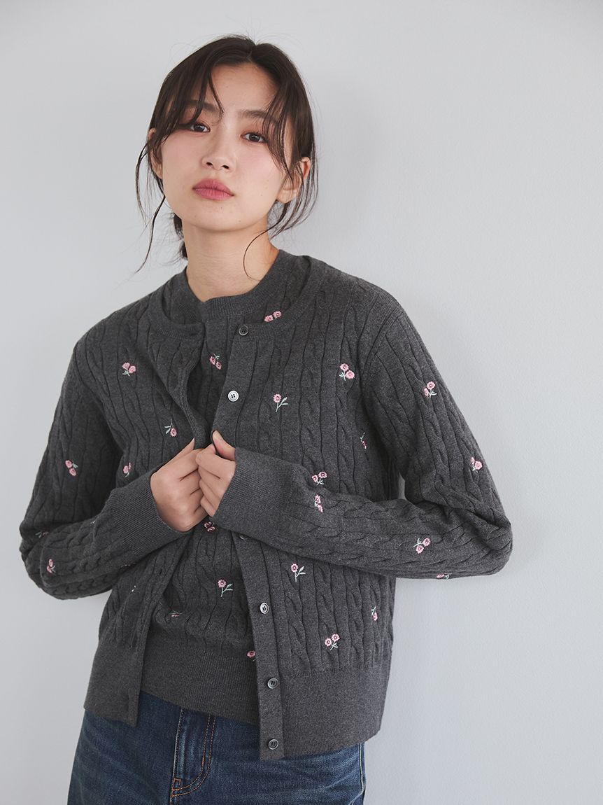 Mila Owen「フラワー刺繍ニットプルオーバー」|ニット・セーター|
