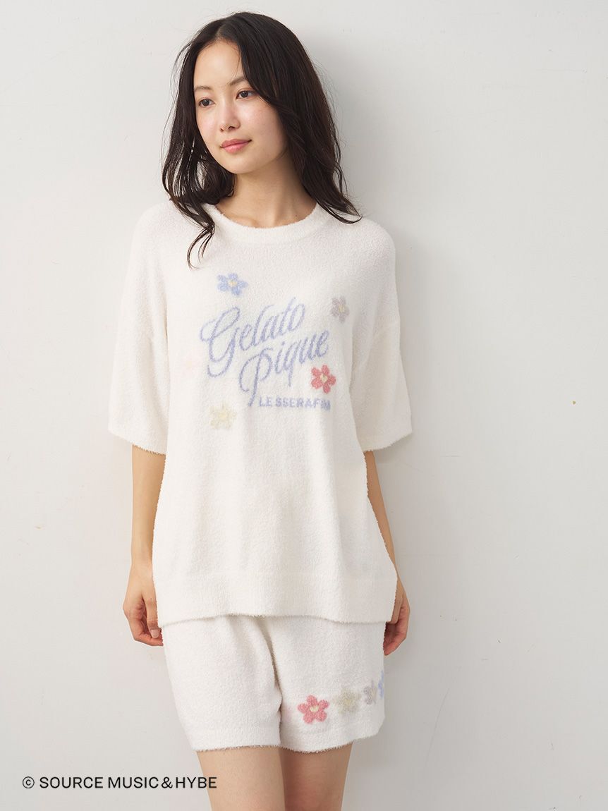 gelato pique「【LE SSERAFIM】フラワージャガードプルオーバー&ショートパンツセット」|ルームウェア|