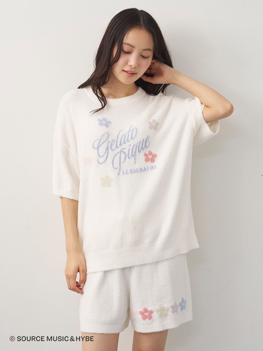gelato pique「【LE SSERAFIM】フラワージャガードプルオーバー&ショートパンツセット」|ルームウェア|