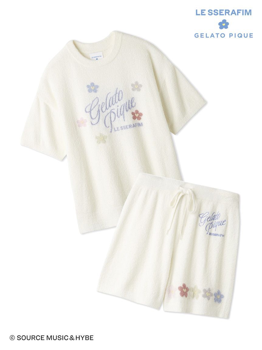 gelato pique「【LE SSERAFIM】フラワージャガードプルオーバー&ショートパンツセット」|ルームウェア|