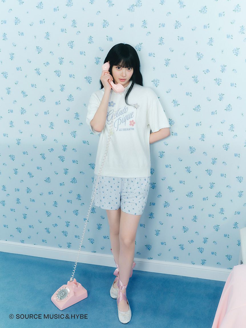 gelato pique「【LE SSERAFIM】フラワージャガードプルオーバー&ショートパンツセット」|ルームウェア|