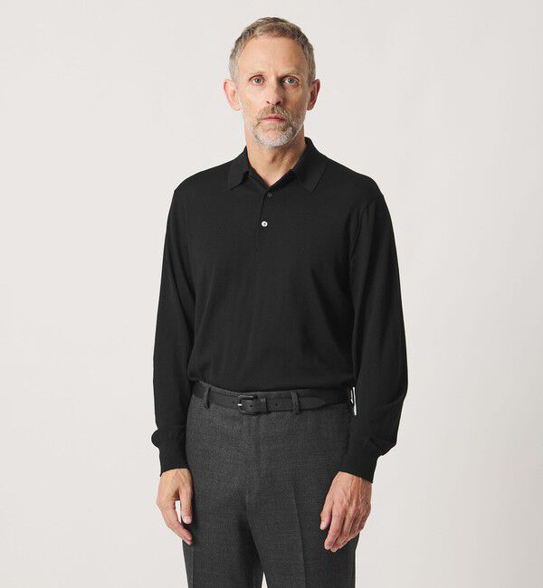 UNITED ARROWS「＜SOVEREIGN＞ ハイゲージ ニット ポロシャツ」|ニット・セーター|BLACK