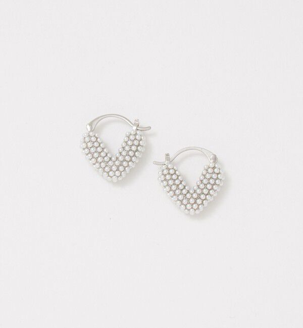 UNITED ARROWS「イミテーションパール ハート フープピアス」|ピアス|SILVER