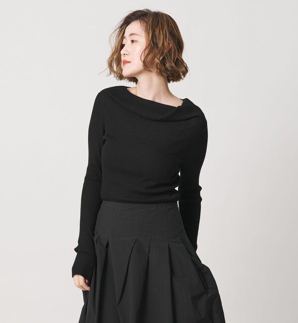 conte「＜conte＞オフショルダー リブニット 」|ニット・セーター|BLACK