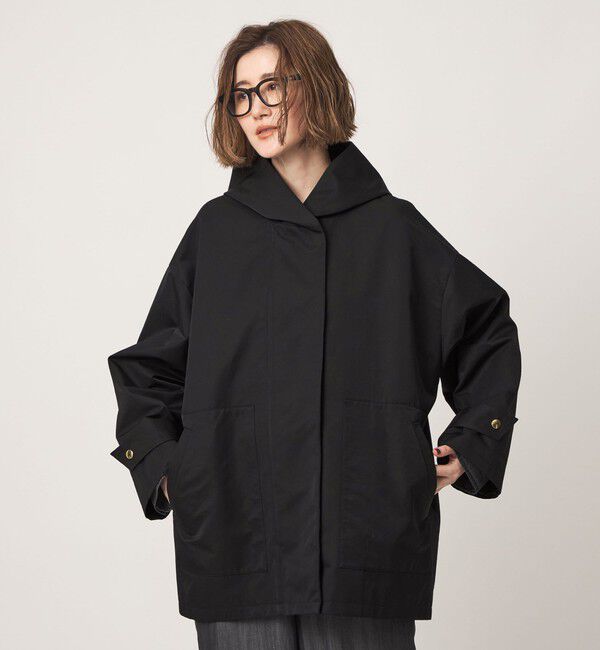 conte「＜conte＞フーデッド ショートコート」|ブルゾン・スタジャン|BLACK