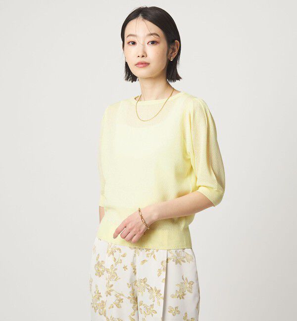 UNITED ARROWS green label relaxing「ハニカム タック スリーブ プルオーバー ニット」|ニット・セーター|YELLOW