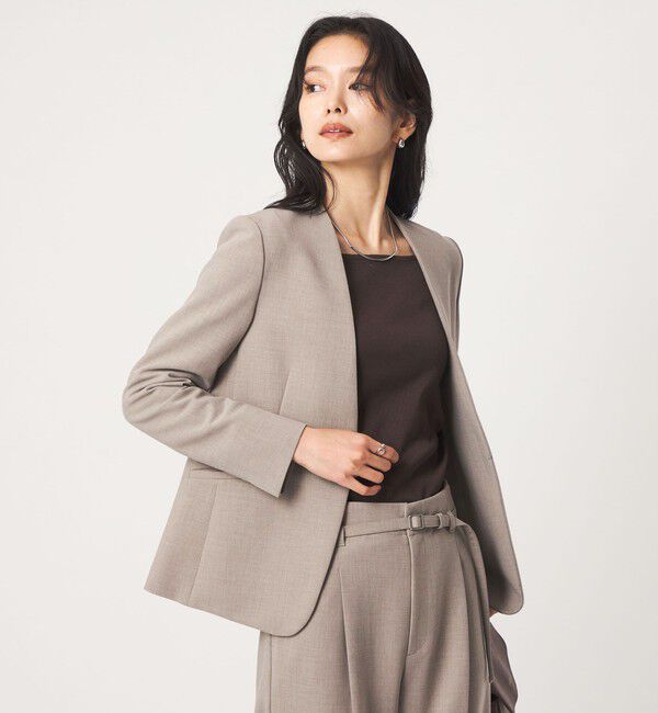 UNITED ARROWS green label relaxing「［size SHORT/TALLあり］ライト ダブルクロス ノーラペル ジャケット」|ノーカラージャケット|BEIGE