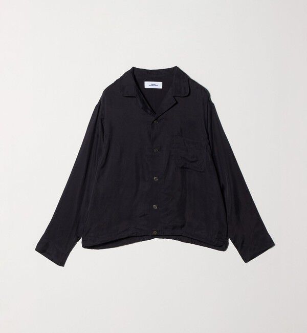 NICE WEATHER「＜NICE WEATHER＞サテン オープンカラー シャツ」|シャツ・ブラウス|NAVY